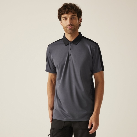 Ragetta RG1740 Contrast Coolweave Polo - Seal Grey (Solid)/Black - M
