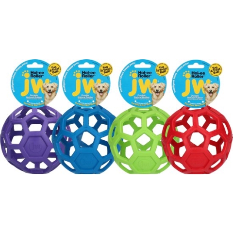 JW HOL-EE ROLLER – Hondenspeeltje - Hondenspeelgoed - Hondenbal - L - Ø 15 cm - Natuurrubber - Assorti