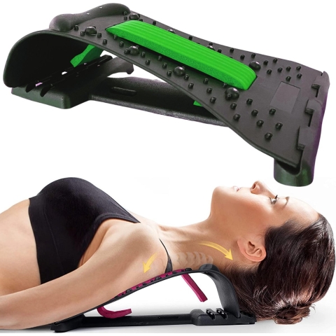 Nekstretcher Nekmassage apparaat - Backstretcher met Nekmassage - Rugstretcher Earkings Groen