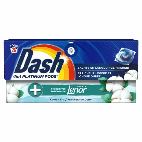 Dash Wasmiddelcapsules 4in1 Pods Katoen Fris 26 stuks