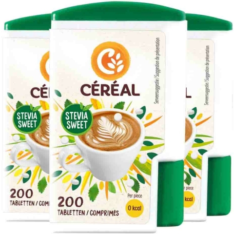 3x Céréal Stevia Sweet 200 tabletten