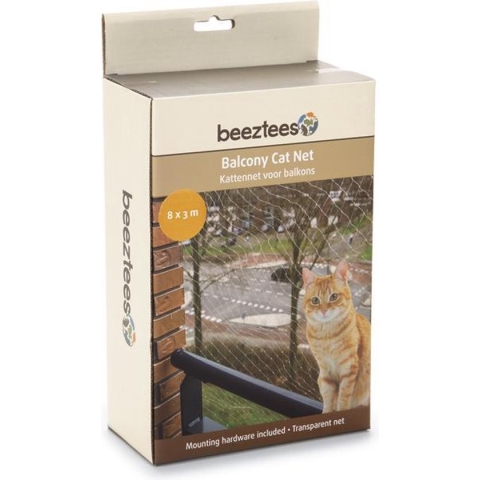 Beeztees - Kattennet - Voor Balkon - Transparant - 8x3 m