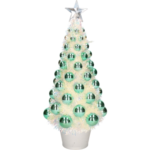 Complete mini kunst kerstboom / kunstboom groen met lichtjes 40 cm -