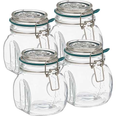 Weckpot/inmaakpot Jarro - 4x - 500 ml - glas - beugelsluiting - D11 x H14 cm -