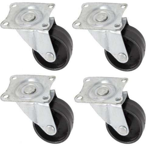 8x Zwenkwielen in set 50 mm zwart -