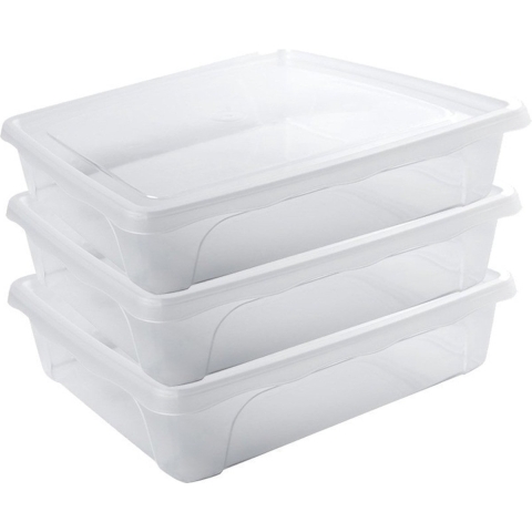 Vershoudbakje - 5x - laag - transparant - 2 liter - 24 x 20 x 6 cm - vershouddoosje -