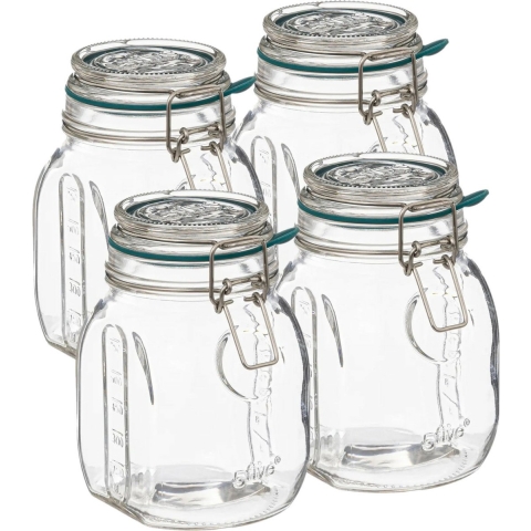 Weckpot/inmaakpot Jarro - 4x - 750 ml - glas - beugelsluiting - D12 x H16 cm -