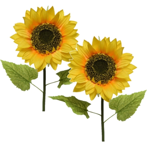 2x Gele zonnebloemen kunstbloemen/kunsttakken 76 cm -