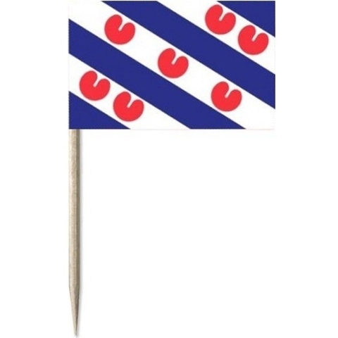 150x Cocktailprikkers Friesland 8 cm provincie vlaggetje -