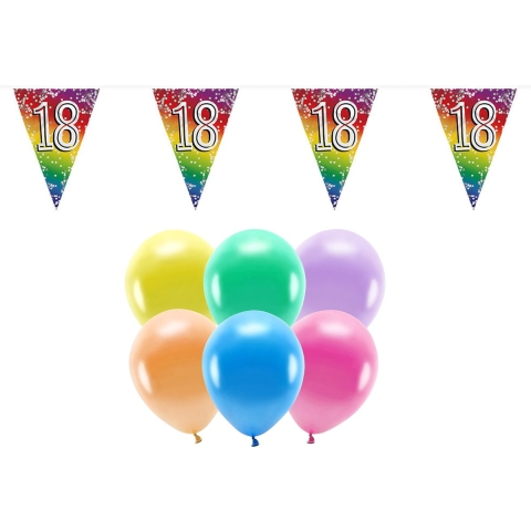 Boland Party 18e jaar verjaardag feest versieringen - Ballonnen en vlaggetjes -