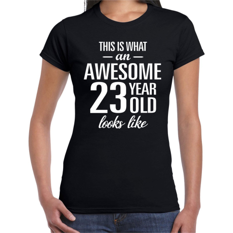 Awesome 23 year / 23 jaar cadeau t-shirt zwart dames XS -