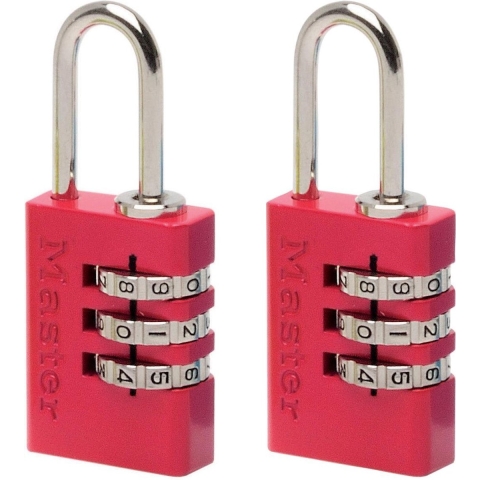 Masterlock 2 x 20mm - solid aluminium body - 21mm chrome plated steel shackle, 3m - 7620EURTCOL