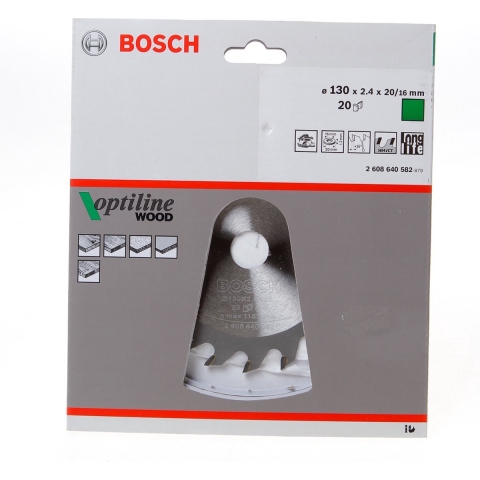 Bosch Accessoires Cirkelzaagblad Optiline Wood 130 x 20/16 x 2,4 mm, 20 1st - 2608640582