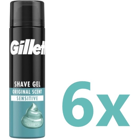 6x Gillette Gevoelige Huid Scheergel Basic 200 ml
