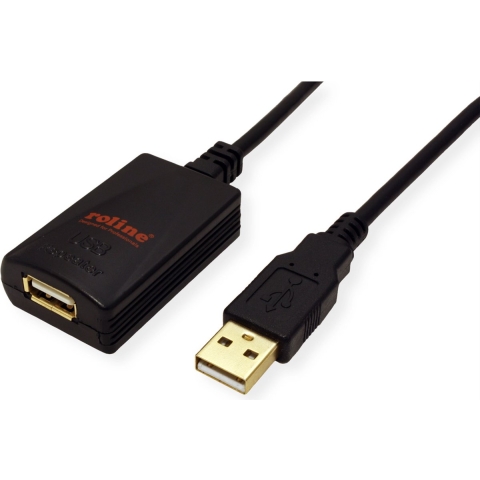 ROLINE USB 2.0 verlengkabel, zwart, 5 m