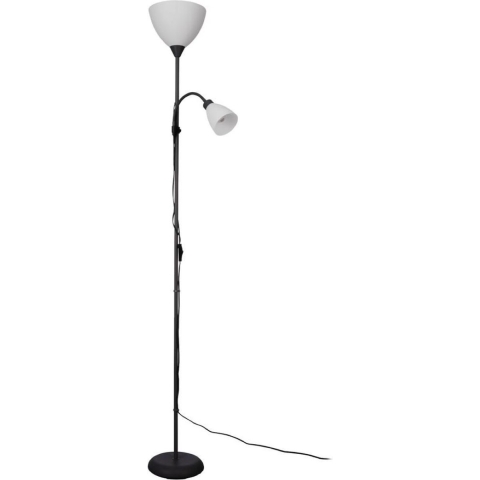 EGLO Montanini-E Vloerlamp - Leeslamp - E27 - E14 - 176 cm - Zwart/Wit,,,,
