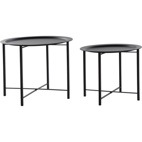 Set van 2x plantenstandaards rond metaal zwart 44/49 cm -