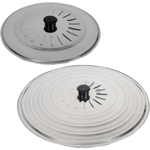 Set van 2x stuks universele RVS spatdeksels/pannendeksels met stoomuitlaat 28 cm/36 cm -