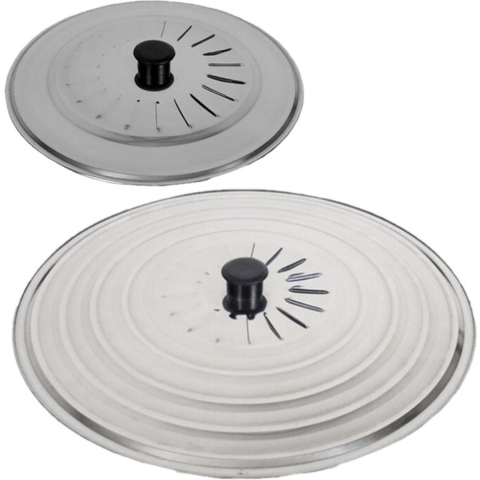Set van 2x stuks universele RVS spatdeksels/pannendeksels met stoomuitlaat 30 cm/40 cm -