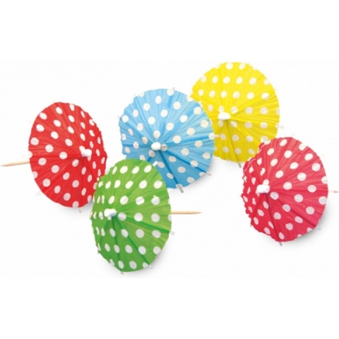 Ijsparasols - 100x st - hout/papier - IJs/hapjes parasols - cocktailprikkers - prikkers -