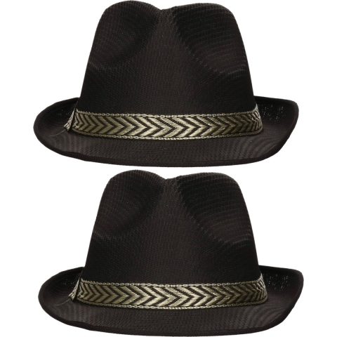 4x stuks gangster Maffia verkleed hoed zwart -