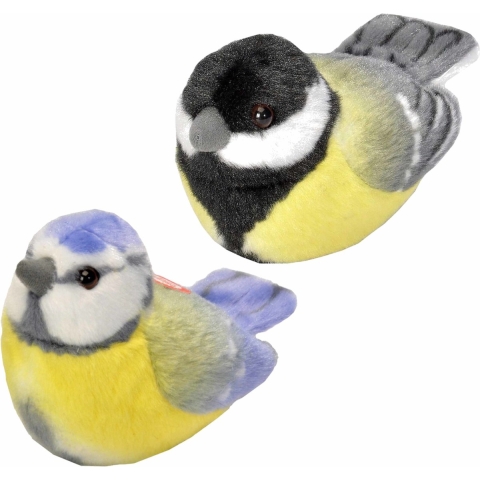 Set van 2x stuks pluche vogels knuffels van 14 cm met geluid -