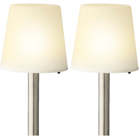 Set van 2x stuks solar tuinlamp/prikspot schemerlamp op zonne-energie 33 cm -