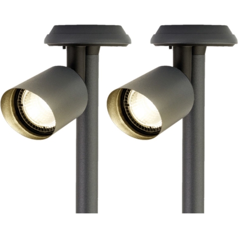 Set van 2x stuks solar spotlight/tuinpad verlichting op zonne-energie 25 cm -