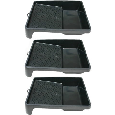 6x stuks verfbakjes voor verfrollers/lakrollers zwart tot 18 cm -