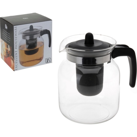 2x stuks glazen theepot met infuser 1,5 liter -