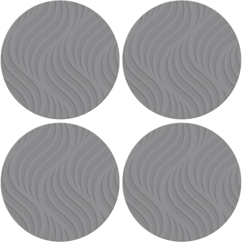 6x stuks ronde placemats grijs met wave patroon 37 cm -