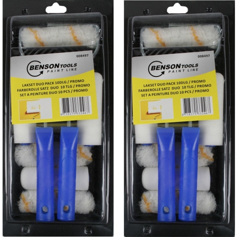 2x stuks lakroller/schuimroller schildersets 5 en 10 cm met verfbak en beugel -