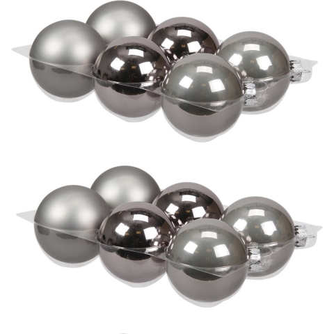 12x stuks glazen kerstballen titanium grijs 8 cm mat/glans -