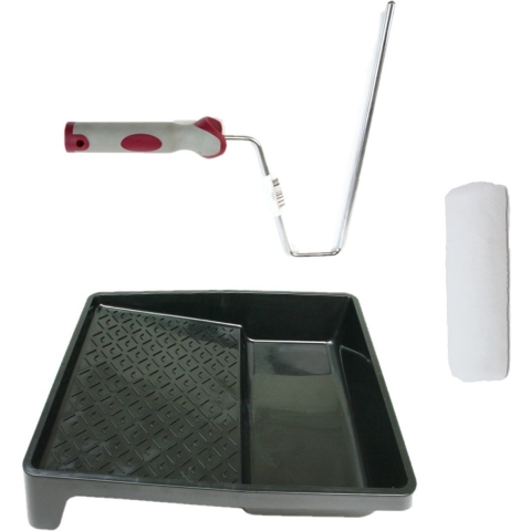 Verfroller anti spat lakroller profi schilderset met softgrip beugel en verfbak 25 cm -