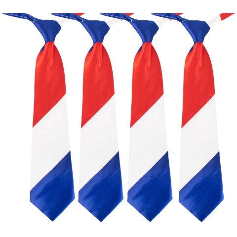 Stropdas Holland thema - 4x stuks - Nederlandse vlag - Koningsdag/supporters verkleed accessoires -