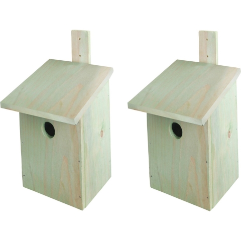 Doe- 2x -het-zelf houten vogelhuisje/nestkast 23 cm - Vogelnestje voor tuinvogeltjes - Bouwpakket -