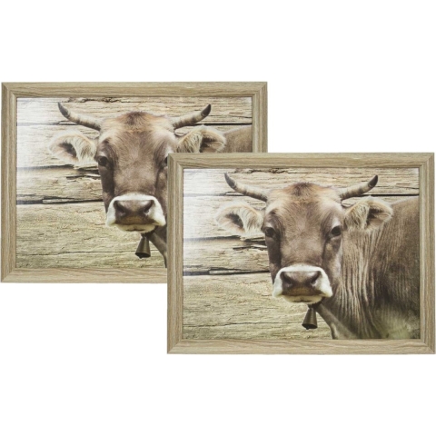 Set van 2 schootkussens/laptrays Zwitserse koe print 43 x 33 cm -