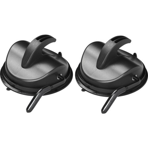 Set van 2x stuks ophanghaak met zuignap zwart 12 cm -