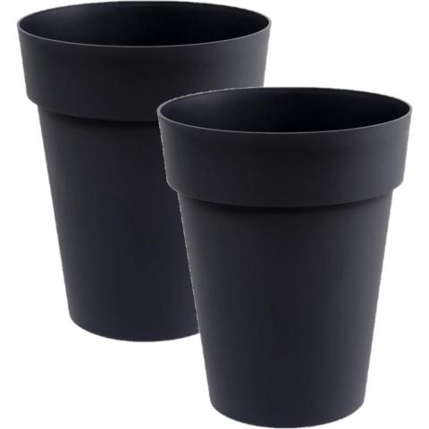 Bloempot Toscane 3x kunststof antraciet grijs D44 x H53 cm -