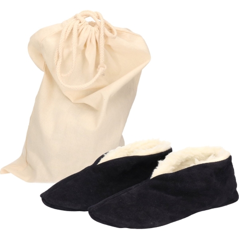 Navy Spaanse kinder sloffen/pantoffels van echt leer/suede maat 33 met opbergzak 33 -