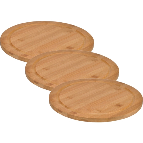 Set van 3x stuks bamboe broodplank/serveerplank/snijplank rond 25 cm -