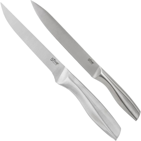 5Five keuken/snijmessen set Precision - set van 2x stuks - 34 en 37 cm - RVS - zilver -