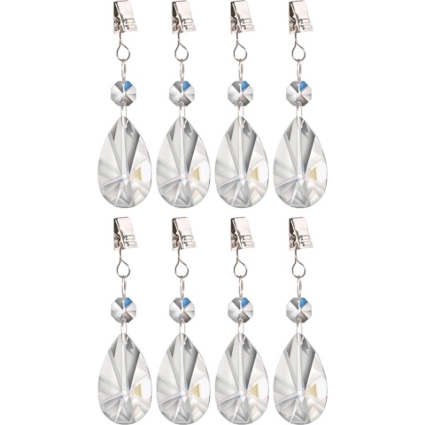 8x stuks tafelkleedgewichtjes kristallen druppels glas -