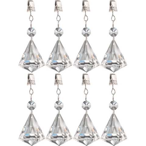 8x stuks tafelkleedgewichtjes kristallen diamant glas -