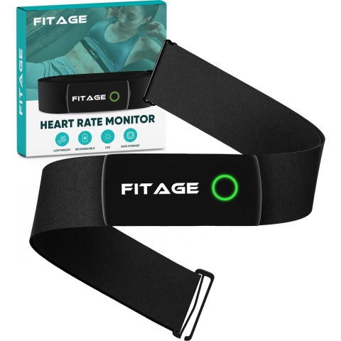 FITAGE Hartslagmeter HRM-DUAL - Hartslagmonitor Band met Bluetooth en ANT+ Sensor - Oplaadbare Batte