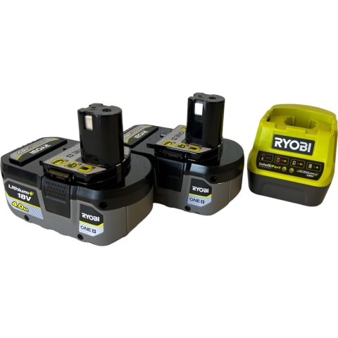 2x 4.0Ah Lithium accu en lader ONE 18V - Ryobi