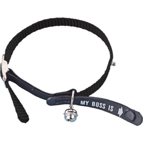Nobby halsband identity met belletje en identiteits label zwart - 1 st