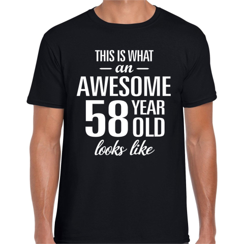 Awesome 58 year / 58 jaar cadeau t-shirt zwart heren M -