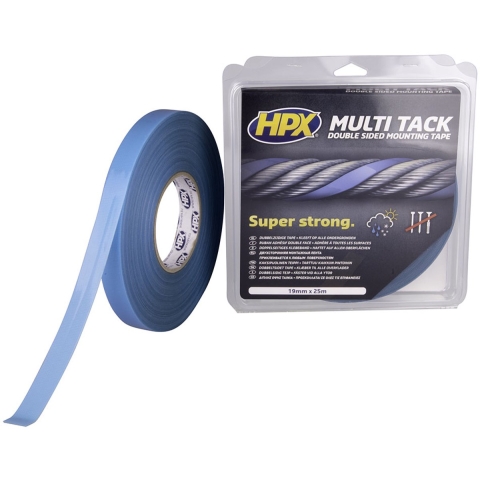 HPX Dubbelzijdige Multi-tack tape | Semi-transparant | 19mm x 25m - PA1925 PA1925