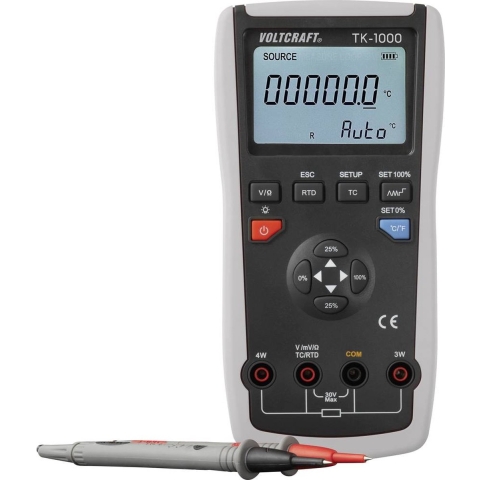 VOLTCRAFT TK-1000 Kalibrator Temperatuur, Spanning 1x 9 V batterij (blok), meegeleverd